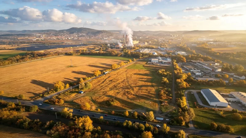 Pécs, Edison úti fejlesztési terület légifotó
